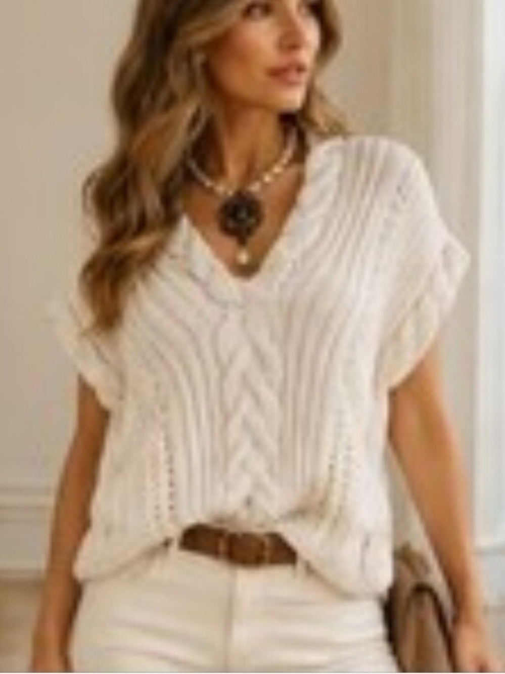 IRO Paris Valory Cable Knit Sweater Vest NWT Winter White Size M. $455 MSRP